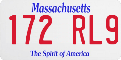 MA license plate 172RL9