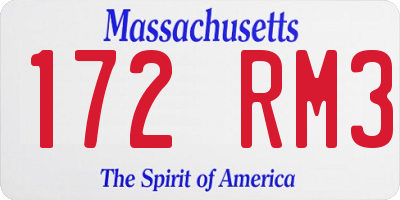 MA license plate 172RM3