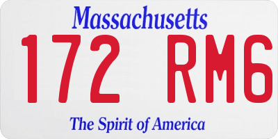 MA license plate 172RM6