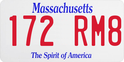 MA license plate 172RM8