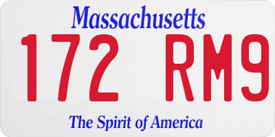 MA license plate 172RM9