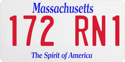 MA license plate 172RN1