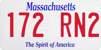 MA license plate 172RN2