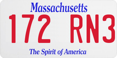 MA license plate 172RN3
