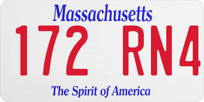 MA license plate 172RN4