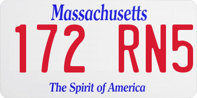 MA license plate 172RN5