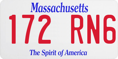 MA license plate 172RN6