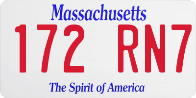 MA license plate 172RN7
