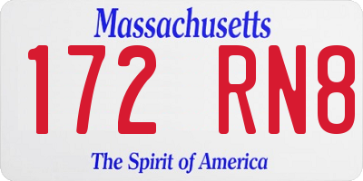 MA license plate 172RN8