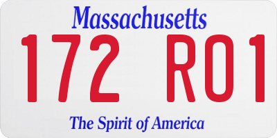 MA license plate 172RO1