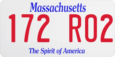 MA license plate 172RO2