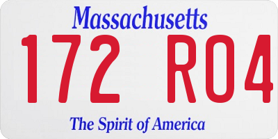MA license plate 172RO4