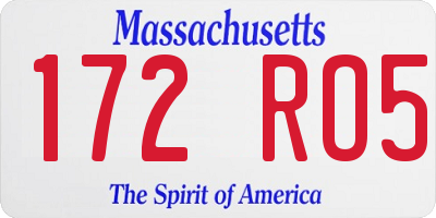 MA license plate 172RO5