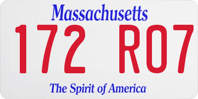 MA license plate 172RO7