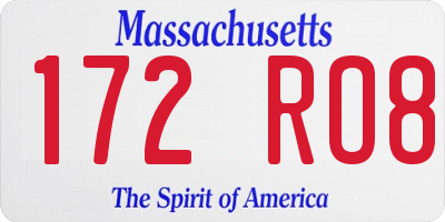 MA license plate 172RO8