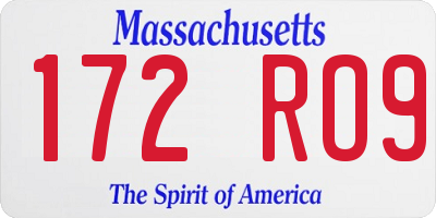 MA license plate 172RO9