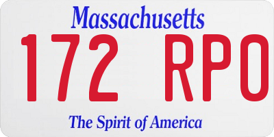 MA license plate 172RP0