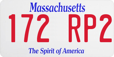 MA license plate 172RP2