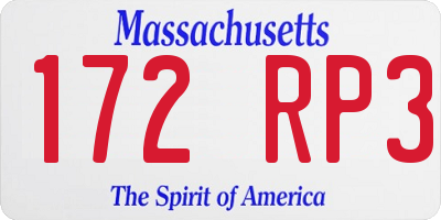 MA license plate 172RP3