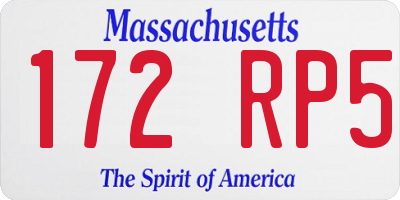 MA license plate 172RP5