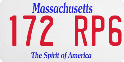MA license plate 172RP6