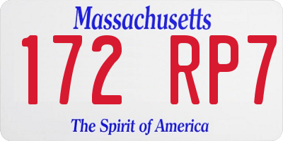MA license plate 172RP7