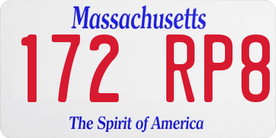 MA license plate 172RP8