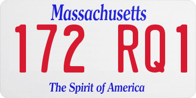 MA license plate 172RQ1