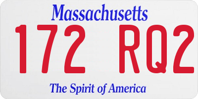 MA license plate 172RQ2