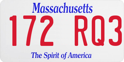MA license plate 172RQ3