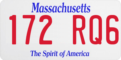 MA license plate 172RQ6