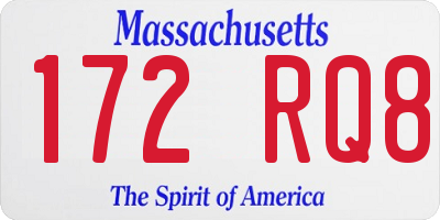 MA license plate 172RQ8