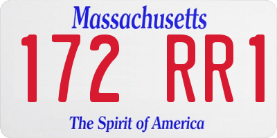 MA license plate 172RR1