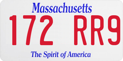 MA license plate 172RR9