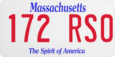 MA license plate 172RS0