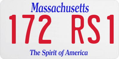 MA license plate 172RS1