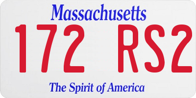 MA license plate 172RS2