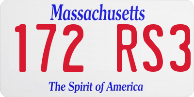 MA license plate 172RS3