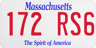 MA license plate 172RS6