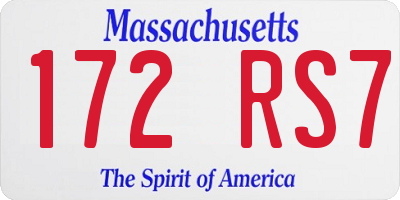 MA license plate 172RS7