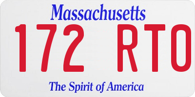 MA license plate 172RT0
