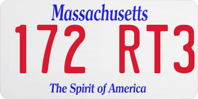 MA license plate 172RT3