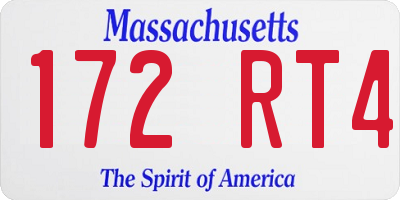 MA license plate 172RT4