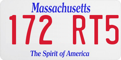 MA license plate 172RT5