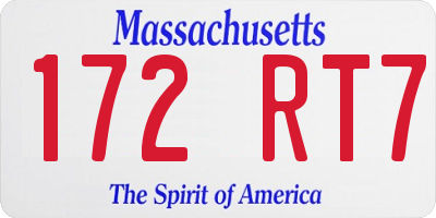 MA license plate 172RT7