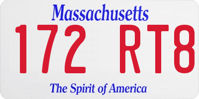 MA license plate 172RT8