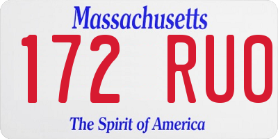 MA license plate 172RU0