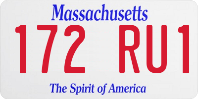 MA license plate 172RU1
