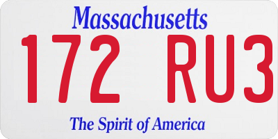 MA license plate 172RU3