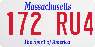 MA license plate 172RU4